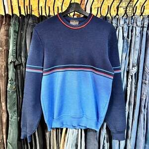 Vintage 90s Demetre Wool Knit Sweater, Navy Blue Heavyweight Pullover, Size L